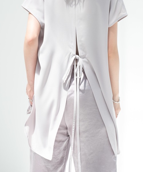 Aunt Marie's（アントマリーズ）の「AUNT MARIE'S ハーフスリーブバックスリットシャツ（シャツ/ブラウス・レディース・ライトパープル/ベージュ/ホワイト/ライトグリーン/ブラック・FREE）」の16枚目の写真