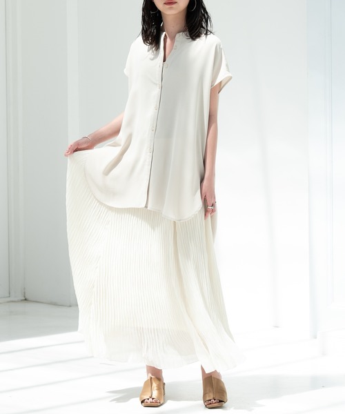 Aunt Marie's（アントマリーズ）の「AUNT MARIE'S ハーフスリーブバックスリットシャツ（シャツ/ブラウス・レディース・ライトパープル/ベージュ/ホワイト/ライトグリーン/ブラック・FREE）」の12枚目の写真