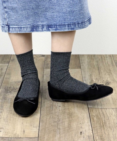 AAA+（サンエープラス）の「AAA / ラウンドトゥやわらかバレエパンプス(3541)（バレエシューズ・レディース・ブラック/ベージュ/ブラック系その他/ブラック系その他2・3L/SS/S/M/L/LL）」の2枚目の写真