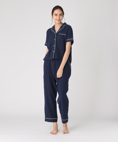 bijorie（ビジュリィ）の「コットンガーゼ パジャマ／半袖（ルームウェア/パジャマ・レディース・ネイビー/アイボリー/ピンク系その他3・FREE）」の7枚目の写真