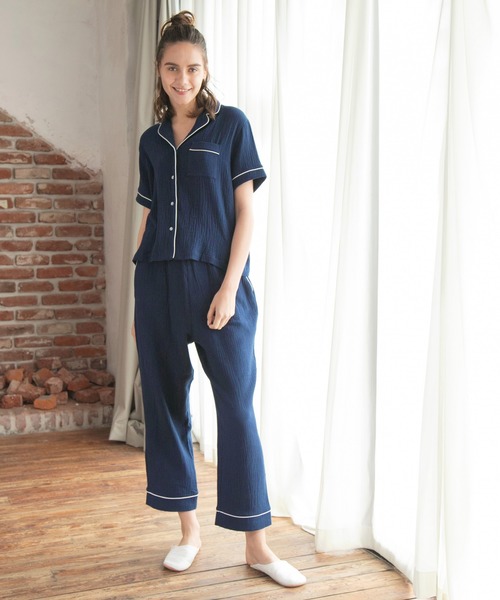 bijorie（ビジュリィ）の「コットンガーゼ パジャマ／半袖（ルームウェア/パジャマ・レディース・ネイビー/アイボリー/ピンク系その他3・FREE）」の15枚目の写真