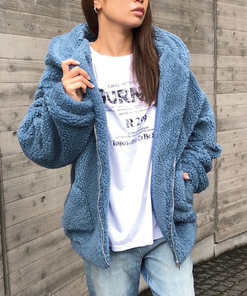 meJane(ミージェーン)の「BIGシルエット/ボアパーカー(ブルゾン・レディース・ブラック/オフホワイト/ブルー/モカ・FREE)」の22枚目の写真