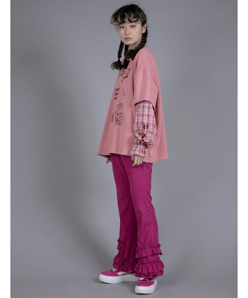 Candy Stripper(キャンディストリッパー)の「WITH JOY LAYERED トップス(Tシャツ/カットソー・レディース・ブラック/ピンク/アイボリー・2)」の16枚目の写真