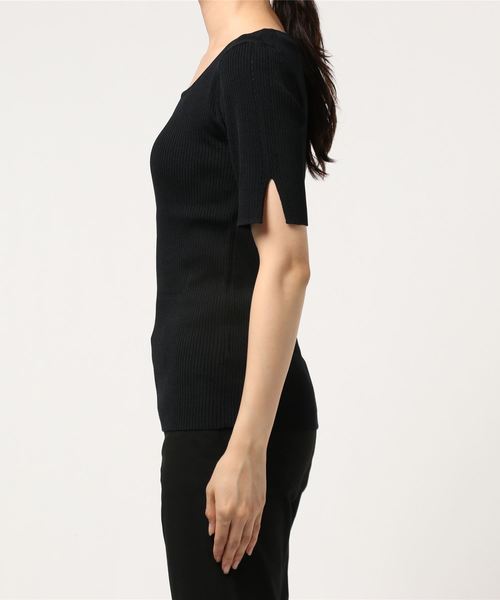 PAGEBOY（ページボーイ）の「スクエアショートスリーブリブニット（ニット/セーター・レディース・ブラック/オフホワイト/レッド系その他/グレイッシュベージュ・FREE）」の6枚目の写真