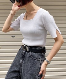 スクエアショートスリーブリブニット