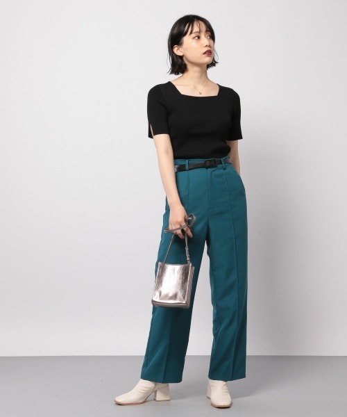 PAGEBOY（ページボーイ）の「スクエアショートスリーブリブニット（ニット/セーター・レディース・ブラック/オフホワイト/レッド系その他/グレイッシュベージュ・FREE）」の17枚目の写真