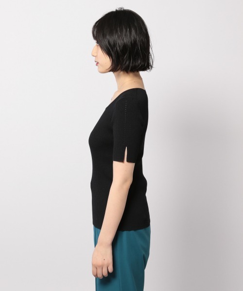 PAGEBOY（ページボーイ）の「スクエアショートスリーブリブニット（ニット/セーター・レディース・ブラック/オフホワイト/レッド系その他/グレイッシュベージュ・FREE）」の10枚目の写真