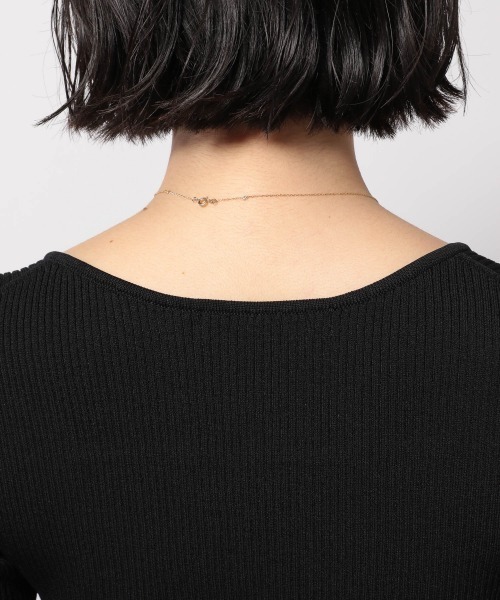 PAGEBOY（ページボーイ）の「スクエアショートスリーブリブニット（ニット/セーター・レディース・ブラック/オフホワイト/レッド系その他/グレイッシュベージュ・FREE）」の9枚目の写真