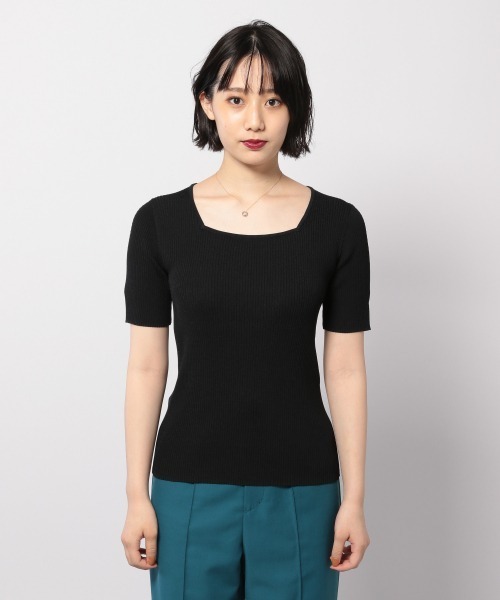 PAGEBOY（ページボーイ）の「スクエアショートスリーブリブニット（ニット/セーター・レディース・ブラック/オフホワイト/レッド系その他/グレイッシュベージュ・FREE）」の5枚目の写真