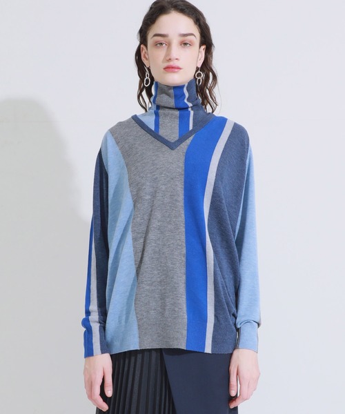 TOGA PULLA（トーガ プルラ）の「Stripe knit with high neck