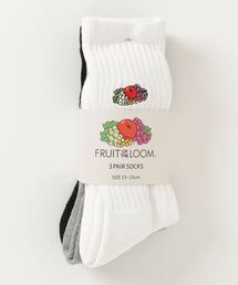 【FRUIT OF THE LOOM】ソリッドカラー底パイル刺繍【3足セット】