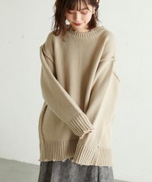 natural couture | 【WEB限定カラー有り】アウトシームダメージニット(ニット/セーター)