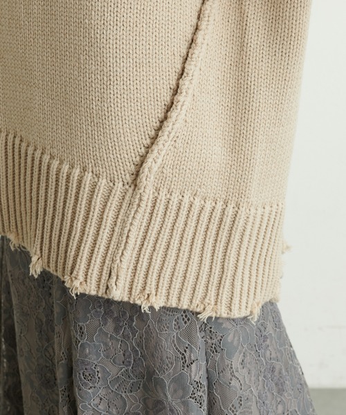 natural couture（ナチュラルクチュール）の「【WEB限定カラー有り】アウトシームダメージニット（ニット/セーター・レディース・ブラック/ベージュ/オレンジ/アイボリー/ブルー・FREE）」の18枚目の写真