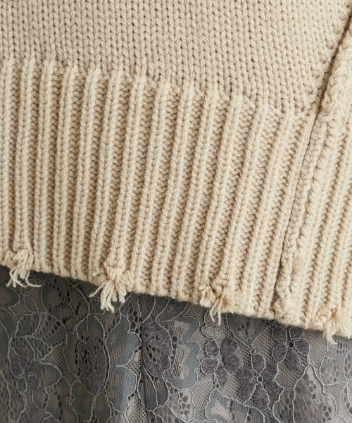 natural couture（ナチュラルクチュール）の「【WEB限定カラー有り】アウトシームダメージニット（ニット/セーター・レディース・ブラック/ベージュ/オレンジ/アイボリー/ブルー・FREE）」の19枚目の写真