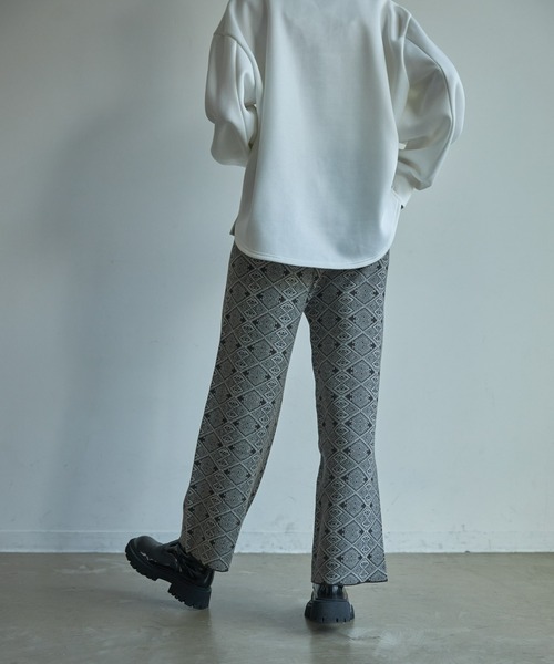 VACANCY（ヴァカンシー）の「ジャガード柄ニットワイドパンツ（その他パンツ・レディース・ブラック/グリーン/ナチュラル・FREE）」の5枚目の写真