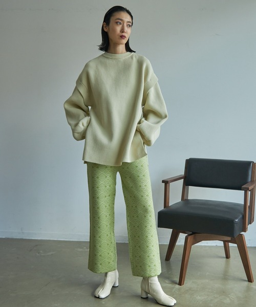 VACANCY（ヴァカンシー）の「ジャガード柄ニットワイドパンツ（その他パンツ・レディース・ブラック/グリーン/ナチュラル・FREE）」の12枚目の写真