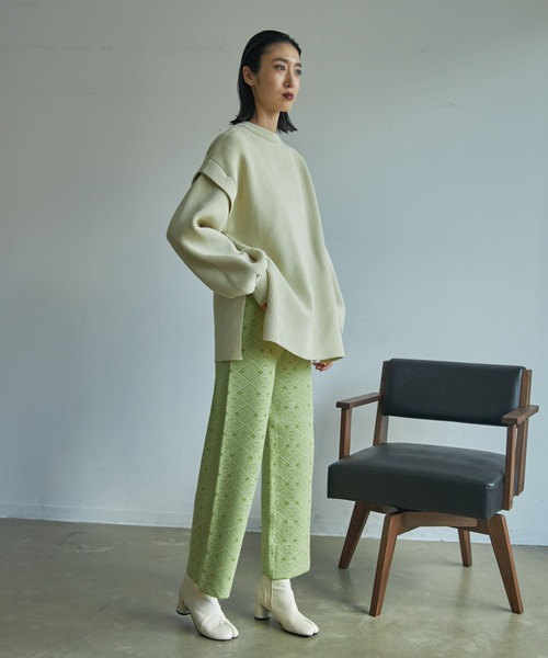 VACANCY（ヴァカンシー）の「ジャガード柄ニットワイドパンツ（その他パンツ・レディース・ブラック/グリーン/ナチュラル・FREE）」の13枚目の写真