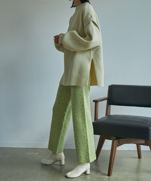 VACANCY（ヴァカンシー）の「ジャガード柄ニットワイドパンツ（その他パンツ・レディース・ブラック/グリーン/ナチュラル・FREE）」の16枚目の写真