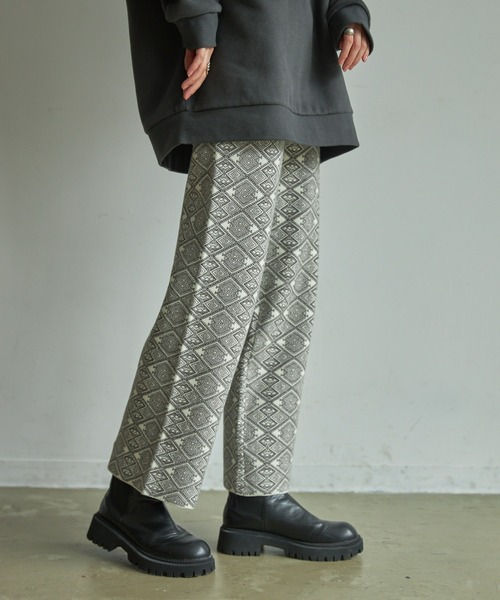 VACANCY（ヴァカンシー）の「ジャガード柄ニットワイドパンツ（その他パンツ・レディース・ブラック/グリーン/ナチュラル・FREE）」の19枚目の写真