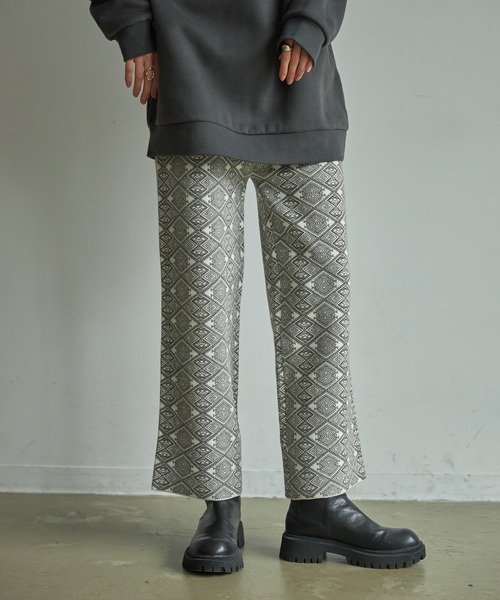 VACANCY（ヴァカンシー）の「ジャガード柄ニットワイドパンツ（その他パンツ・レディース・ブラック/グリーン/ナチュラル・FREE）」の18枚目の写真