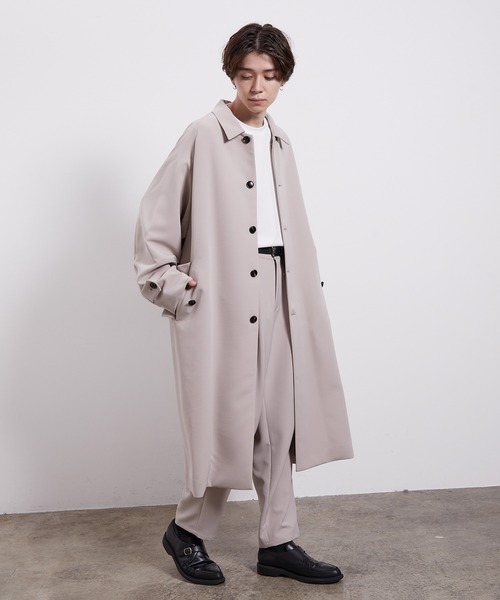 JUNRED（ジュンレッド）の「【セットアップ対応】スムースタッチドルマンステンカラーオーバーコート（ステンカラーコート・メンズ・ブルー系その他6/ベージュ/ブラウン/ブラウン系その他2/ブラック・M/L/S）」の21枚目の写真