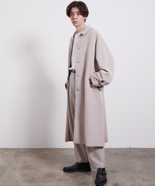 JUNRED（ジュンレッド）の「【セットアップ対応】スムースタッチドルマンステンカラーオーバーコート（ステンカラーコート・メンズ・ブルー系その他6/ベージュ/ブラウン/ブラウン系その他2/ブラック・M/L/S）」の22枚目の写真