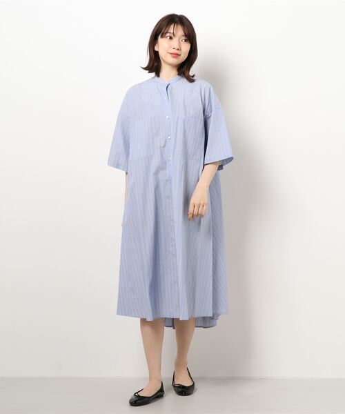 超爆安 ワンピース ドレス ワンピース胸ポケット付きストライプロングワンピース ワンピース Mizuiroind ミズイロインド のファッション ワンピース Www Lesoiseauxdepassage Eu