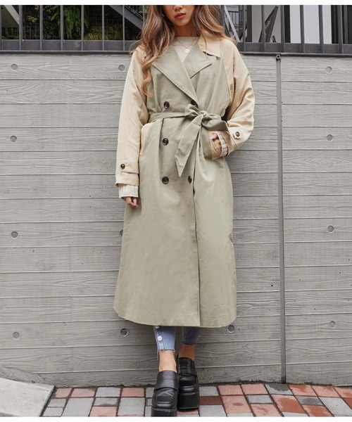 ANAP（アナップ）の「バイカラートレンチコート（トレンチコート・レディース・ベージュ/カーキ・FREE）」の7枚目の写真