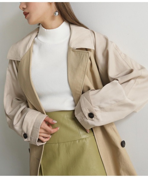 ANAP（アナップ）の「バイカラートレンチコート（トレンチコート・レディース・ベージュ/カーキ・FREE）」の10枚目の写真