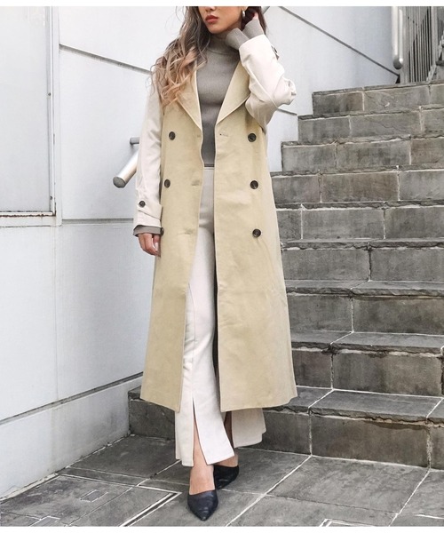 ANAP（アナップ）の「バイカラートレンチコート（トレンチコート・レディース・ベージュ/カーキ・FREE）」の6枚目の写真