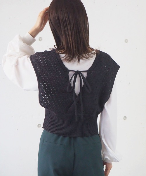 tiptop（ティップトップ）の「[新色登場]カシュクールビスチェ×ロンTSET（ベスト・レディース・グリーン/アイボリー/サックスブルー/ベージュ/A/ブルー/スミクロ・FREE）」の3枚目の写真