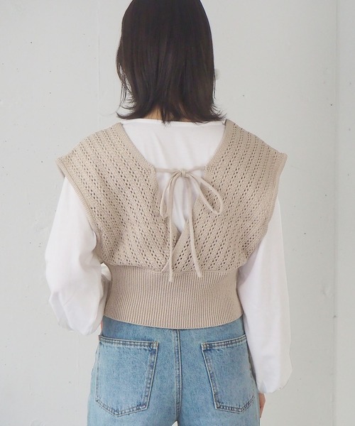 tiptop（ティップトップ）の「[新色登場]カシュクールビスチェ×ロンTSET（ベスト・レディース・グリーン/アイボリー/サックスブルー/ベージュ/A/ブルー/スミクロ・FREE）」の14枚目の写真