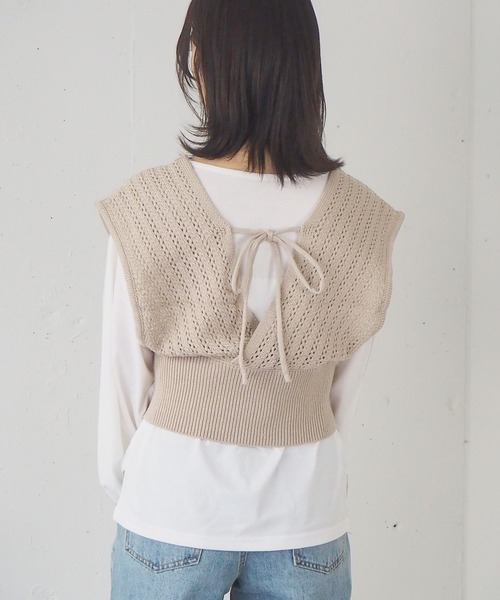 tiptop（ティップトップ）の「[新色登場]カシュクールビスチェ×ロンTSET（ベスト・レディース・グリーン/アイボリー/サックスブルー/ベージュ/A/ブルー/スミクロ・FREE）」の13枚目の写真