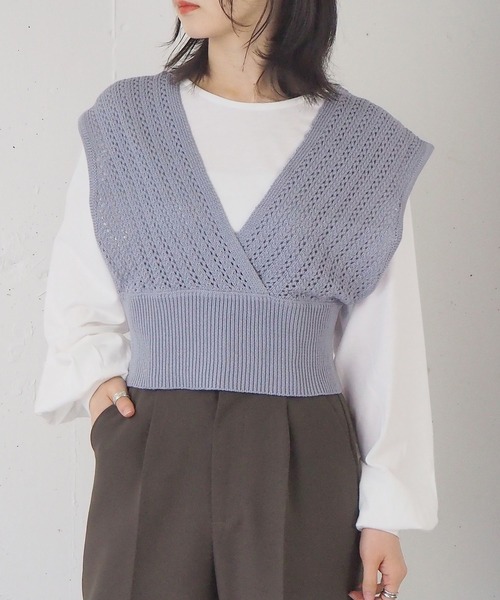 tiptop（ティップトップ）の「[新色登場]カシュクールビスチェ×ロンTSET（ベスト・レディース・グリーン/アイボリー/サックスブルー/ベージュ/A/ブルー/スミクロ・FREE）」の21枚目の写真