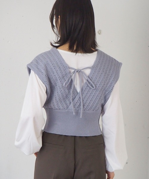 tiptop（ティップトップ）の「[新色登場]カシュクールビスチェ×ロンTSET（ベスト・レディース・グリーン/アイボリー/サックスブルー/ベージュ/A/ブルー/スミクロ・FREE）」の11枚目の写真