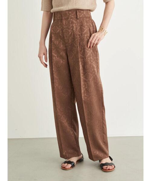 earth music&ecology（アースミュージックアンドエコロジー）の「サテンジャガードパンツ ＊（その他パンツ・レディース・ベージュ/ブラウン/アイボリー・FREE）」の4枚目の写真