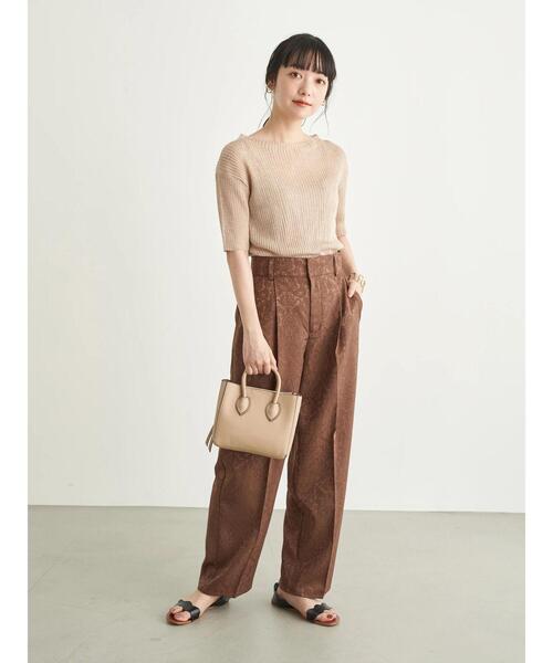 earth music&ecology（アースミュージックアンドエコロジー）の「サテンジャガードパンツ ＊（その他パンツ・レディース・ベージュ/ブラウン/アイボリー・FREE）」の10枚目の写真