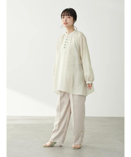 earth music&ecology（アースミュージックアンドエコロジー）の「サテンジャガードパンツ ＊（その他パンツ・レディース・ベージュ/ブラウン/アイボリー・FREE）」の18枚目の写真