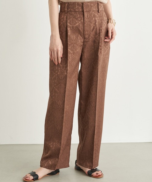 earth music&ecology（アースミュージックアンドエコロジー）の「サテンジャガードパンツ ＊（その他パンツ・レディース・ベージュ/ブラウン/アイボリー・FREE）」の3枚目の写真