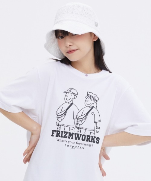 TARGETTO（ターゲット）の「【TARGETTO 】[FRIZMWORKS X TGT]カップルグラフィック ティーシャツ / [FRIZMWORKS X TGT]COUPLE GRAPHIC TEE SHIRT（Tシャツ/カットソー・レディース・ホワイト/ブラック/ベージュ・1/2）」の2枚目の写真
