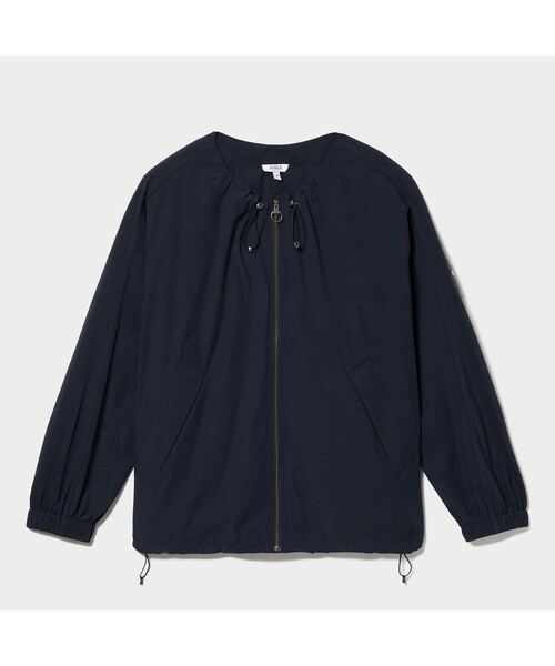 AIGLE（エーグル）の「撥水 ノーカラー ブルゾン（ノーカラージャケット・レディース・ブラック/モスグリーン・40/38/36）」の16枚目の写真