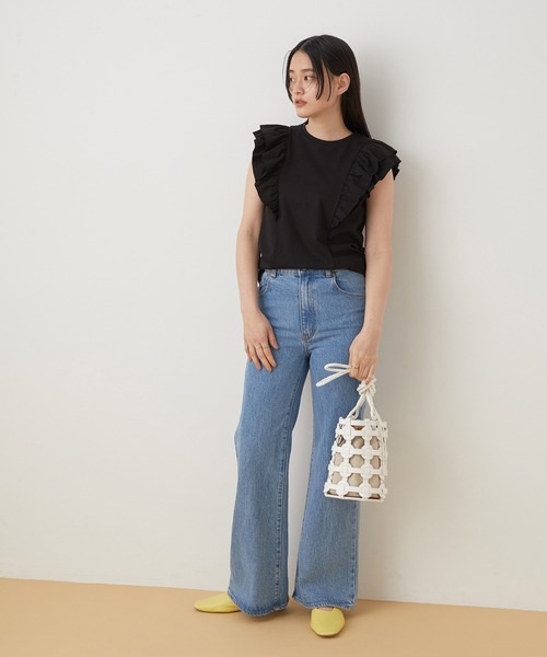 ADAM ET ROPE'（アダムエロペ）の「【WEB限定】ダブルフリルスリーブTEE（Tシャツ/カットソー・レディース・ホワイト/ブラック・FREE）」の13枚目の写真