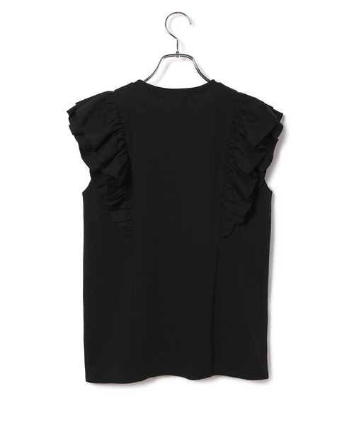 ADAM ET ROPE'（アダムエロペ）の「【WEB限定】ダブルフリルスリーブTEE（Tシャツ/カットソー・レディース・ホワイト/ブラック・FREE）」の9枚目の写真