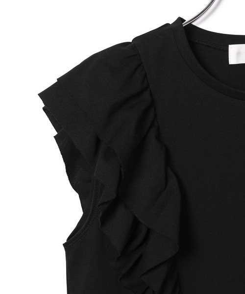 ADAM ET ROPE'（アダムエロペ）の「【WEB限定】ダブルフリルスリーブTEE（Tシャツ/カットソー・レディース・ホワイト/ブラック・FREE）」の11枚目の写真