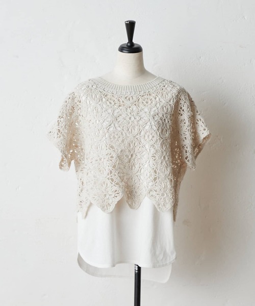 BEARDSLEY（ビアズリー）の「レース刺繍タンクセット（ニット/セーター・レディース・ベージュ/ブラック・FREE）」の9枚目の写真