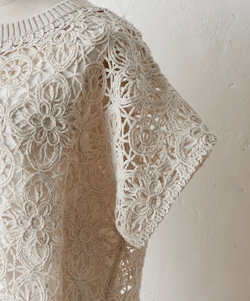 BEARDSLEY（ビアズリー）の「レース刺繍タンクセット（ニット/セーター・レディース・ベージュ/ブラック・FREE）」の12枚目の写真