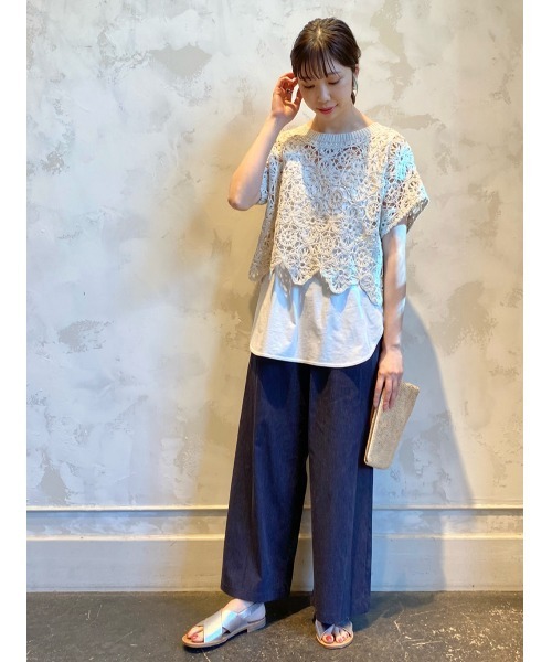 BEARDSLEY（ビアズリー）の「レース刺繍タンクセット（ニット/セーター・レディース・ベージュ/ブラック・FREE）」の4枚目の写真