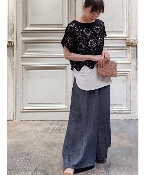 BEARDSLEY（ビアズリー）の「レース刺繍タンクセット（ニット/セーター・レディース・ベージュ/ブラック・FREE）」の5枚目の写真