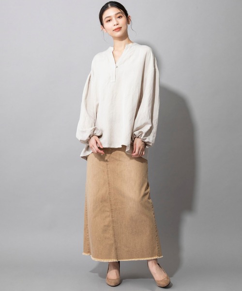 Munich（ミューニック）の「レーヨンリネンポプリン　ブラウス（シャツ/ブラウス・レディース・ホワイト/ブラック/ライトベージュ/テラコッタ・FREE）」の8枚目の写真