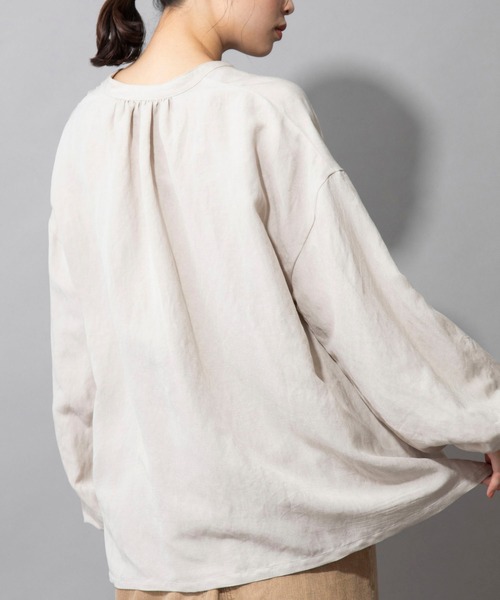 Munich（ミューニック）の「レーヨンリネンポプリン　ブラウス（シャツ/ブラウス・レディース・ホワイト/ブラック/ライトベージュ/テラコッタ・FREE）」の12枚目の写真